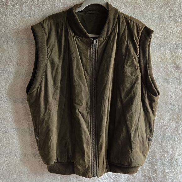 Vintage Luciano Barbera Dark Olive Green Waxed Vest Size 54 - Picture 1 of 6